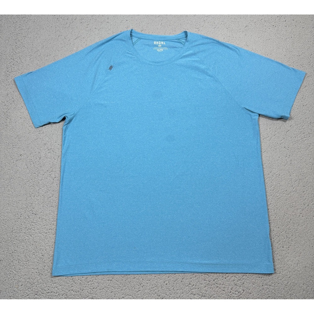 Rhone Shirt Mens 2XL Blue Short Sleeve Crewneck Athletic Performance Gym Top